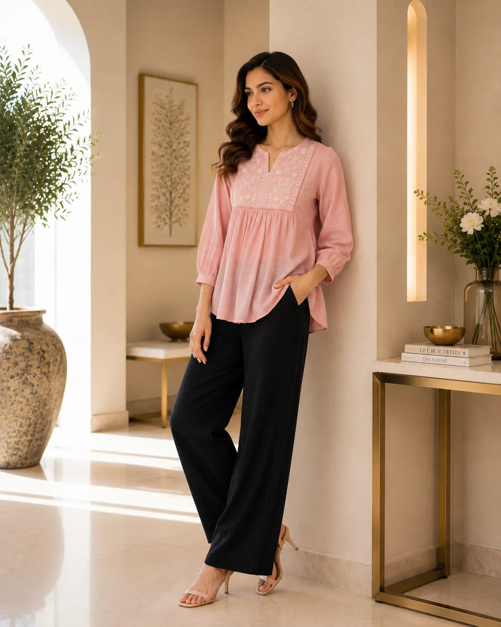 Blush Meadow Embroidered Top