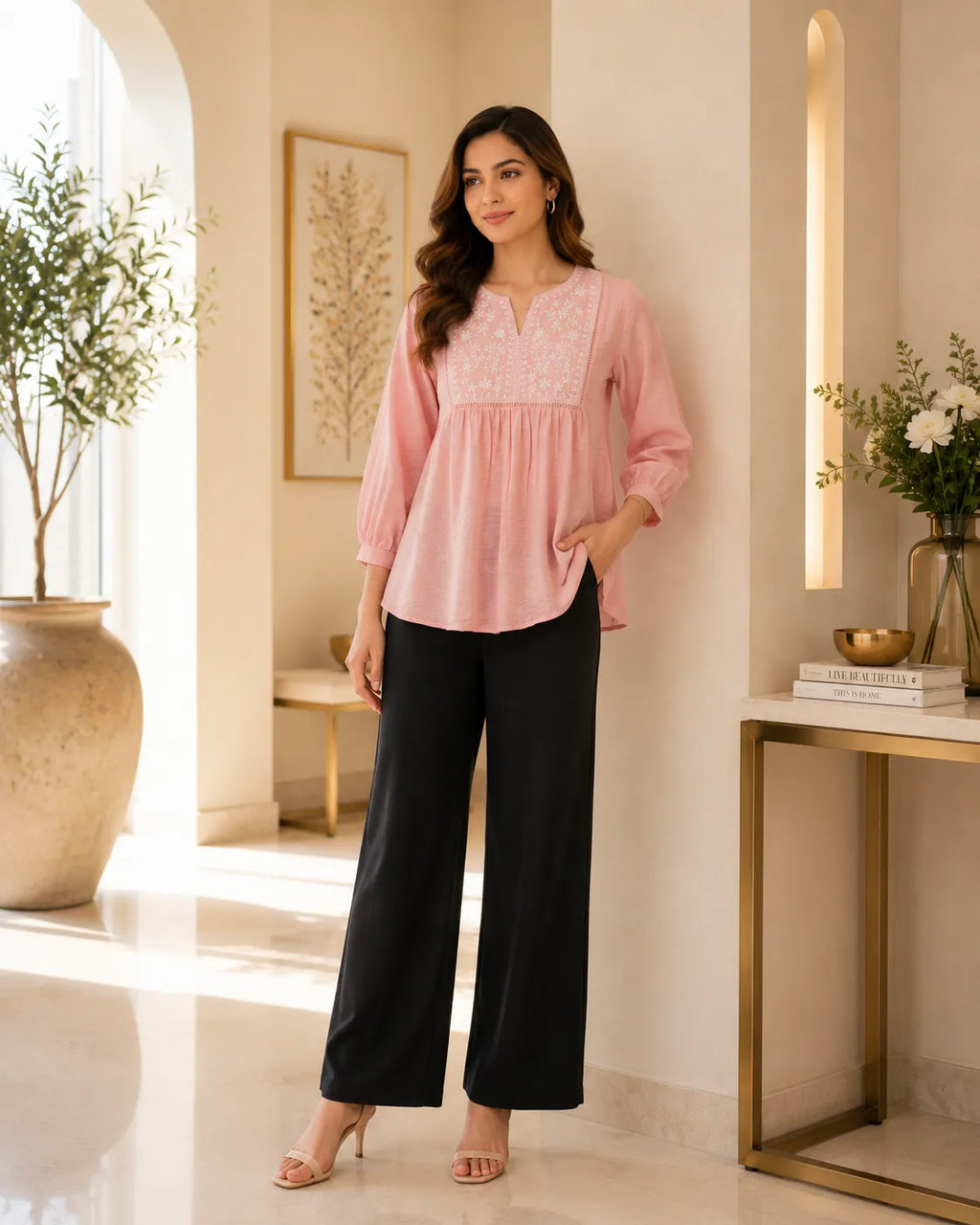 Blush Meadow Embroidered Top