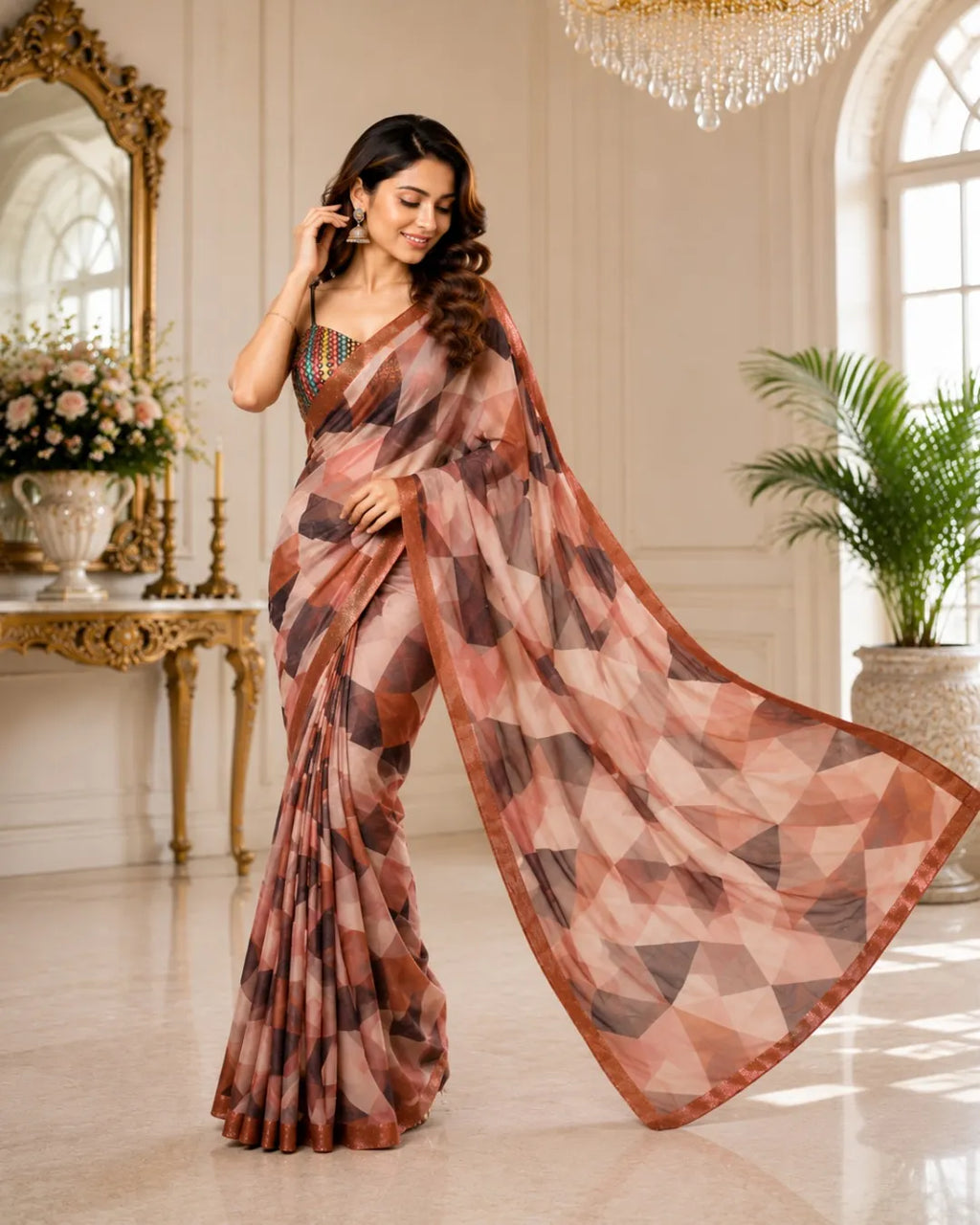 Blush Mosaic Georgette Saree