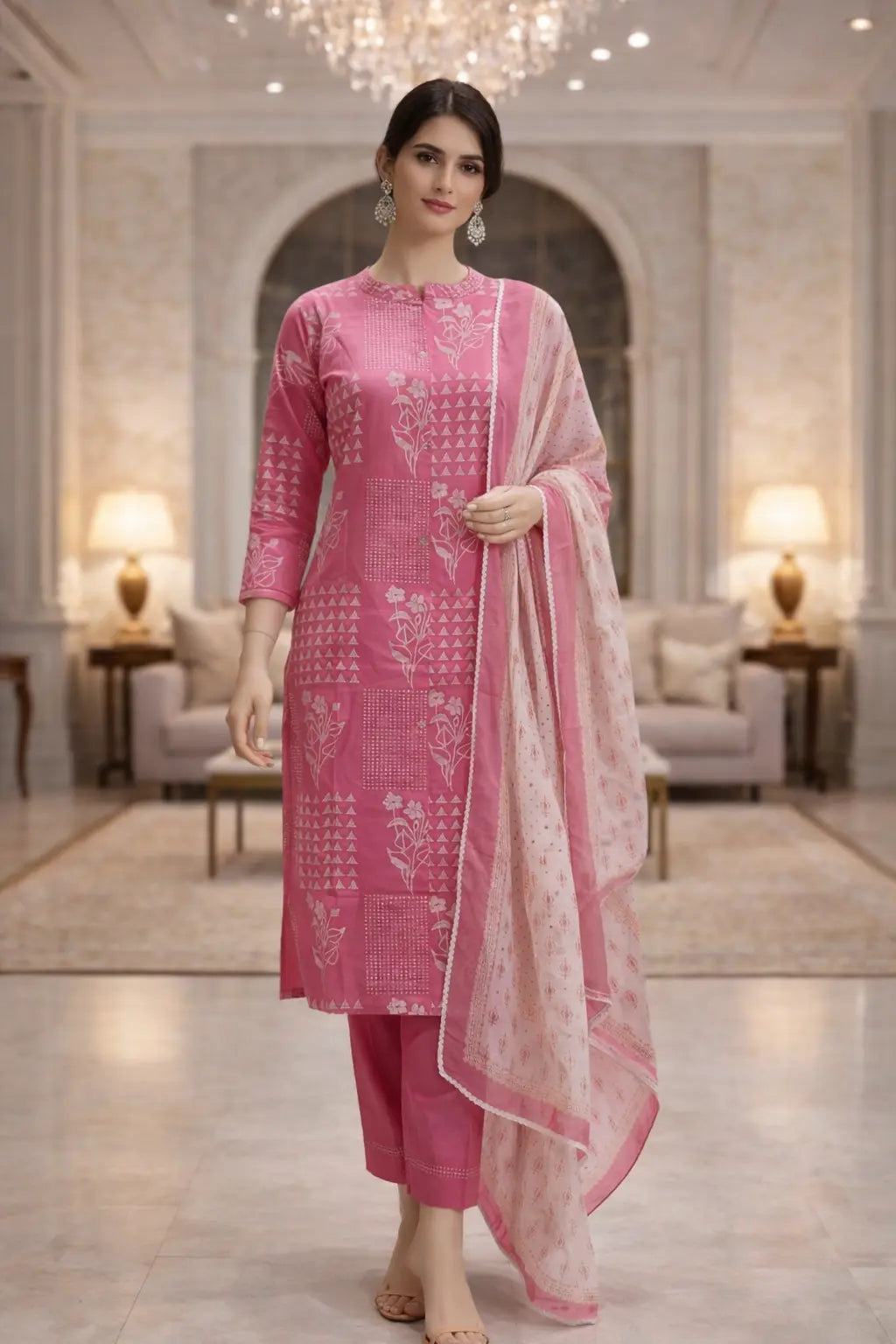 Blush Petal Cotton Suit Set