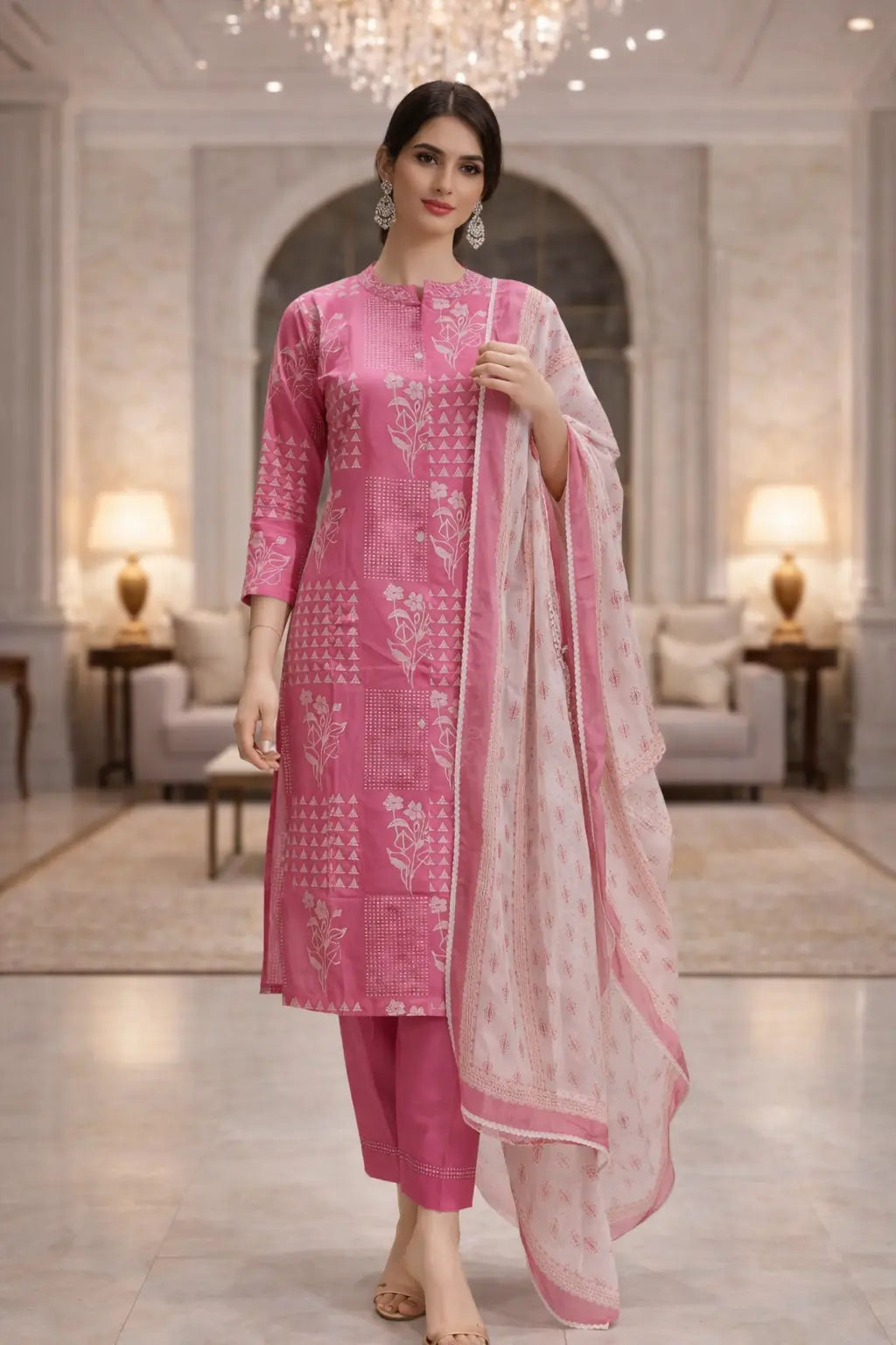 Blush Petal Cotton Suit Set