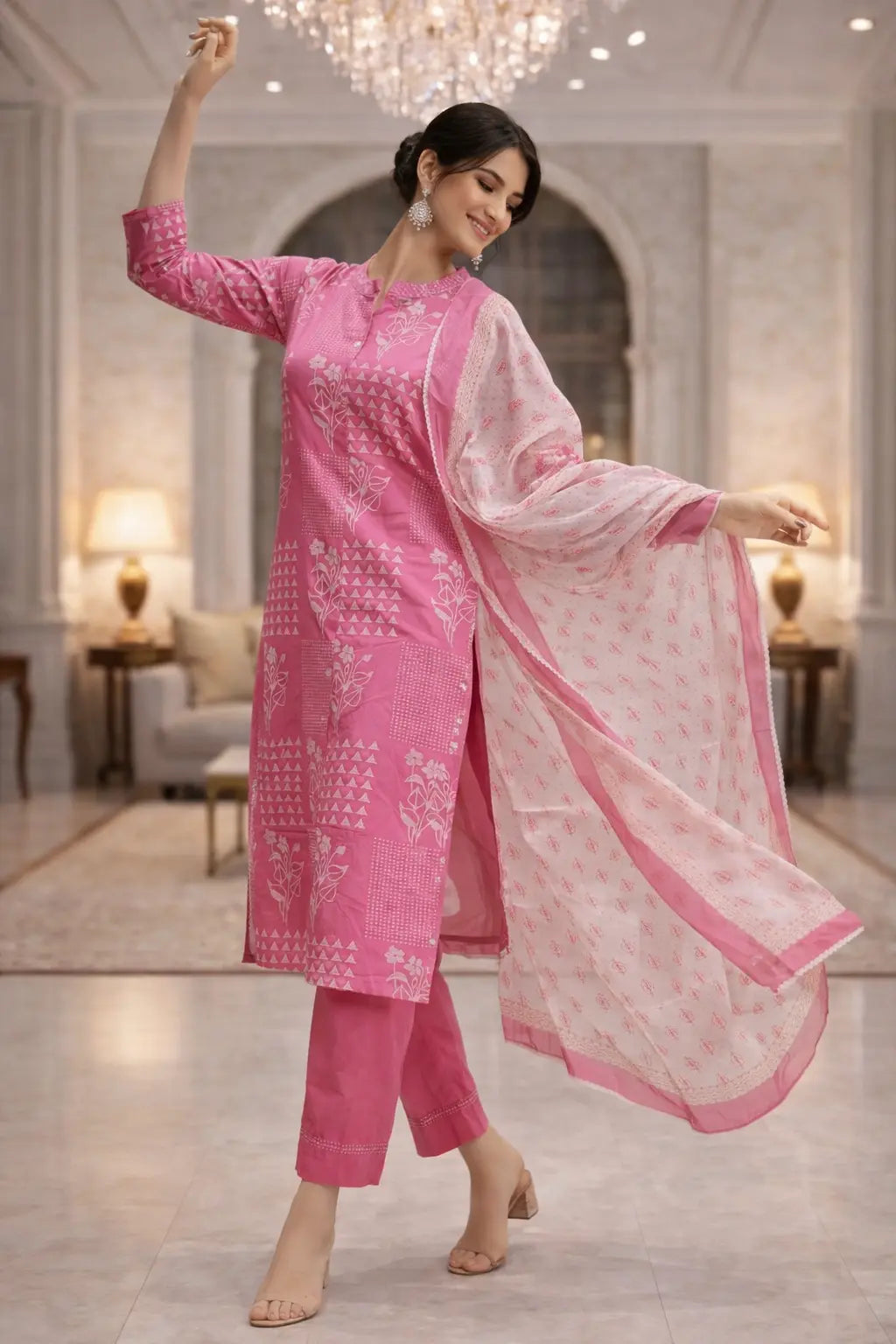 Blush Petal Cotton Suit Set