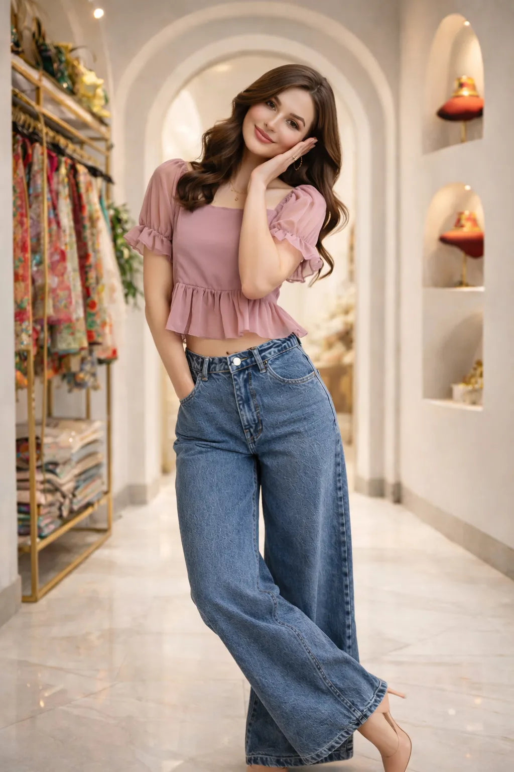 Blush Ruffle Peplum Top