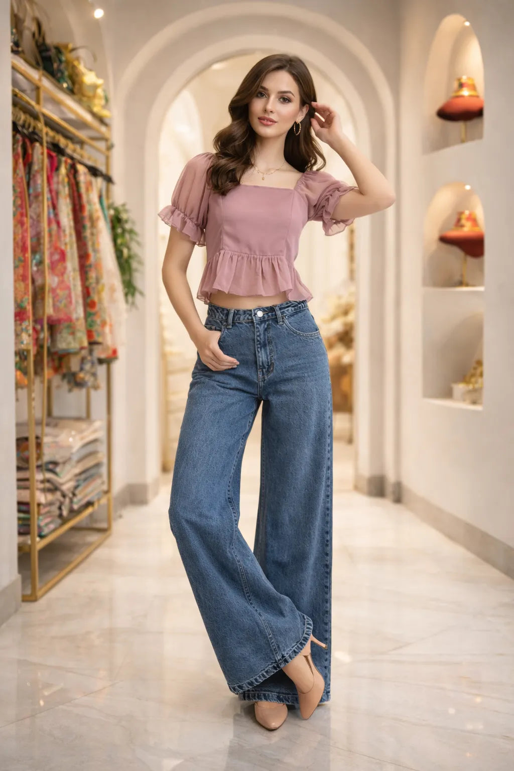 Blush Ruffle Peplum Top