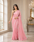 Celeste Scallop Border Shimmer Saree