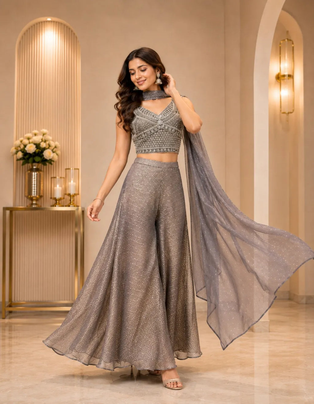 Celestial Shimmer Palazzo Set