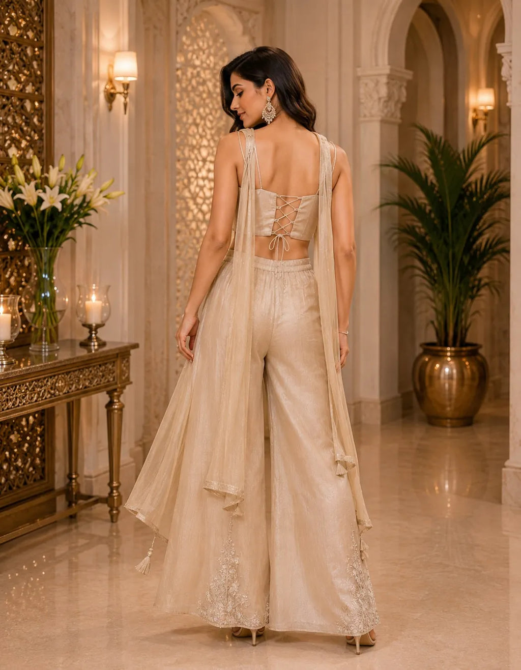 Champagne Corset Palazzo Set