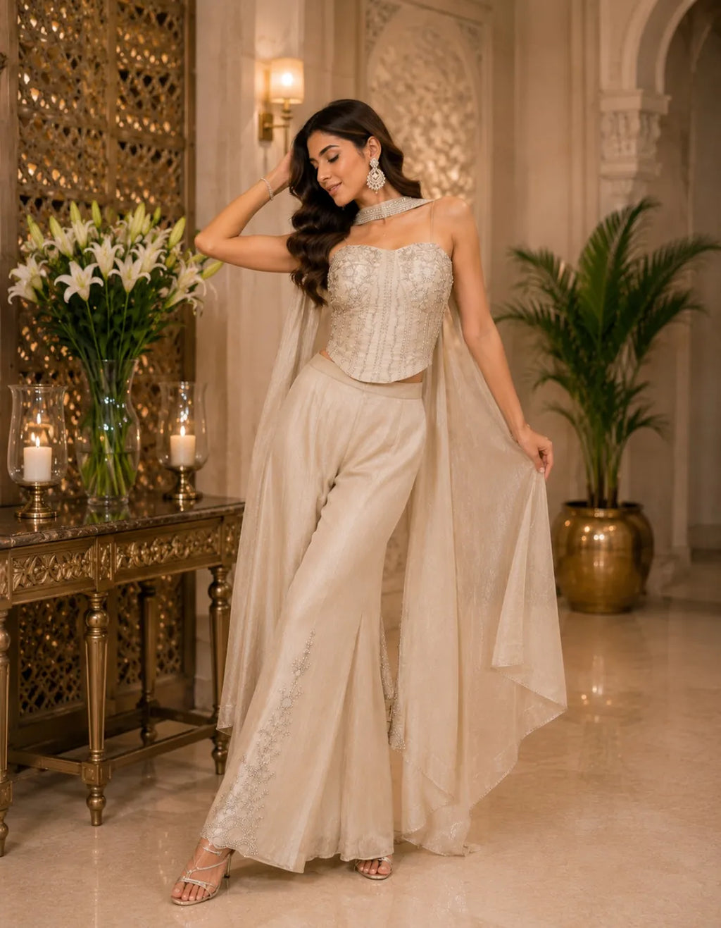 Champagne Corset Palazzo Set