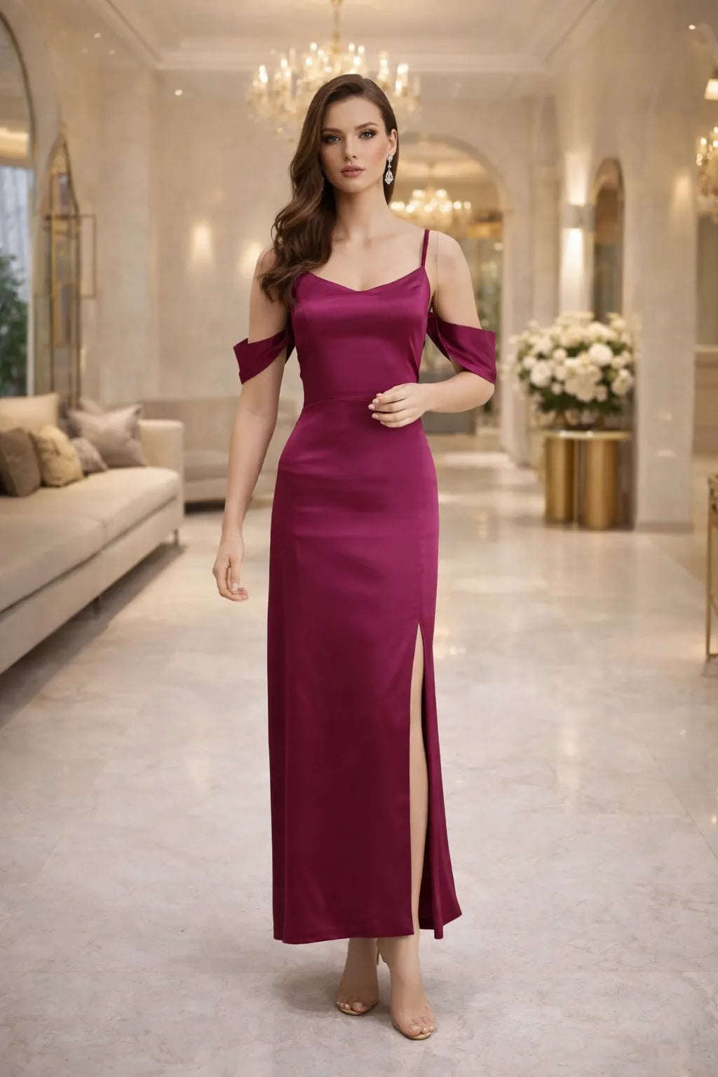 Crimson Elegant Long Dress
