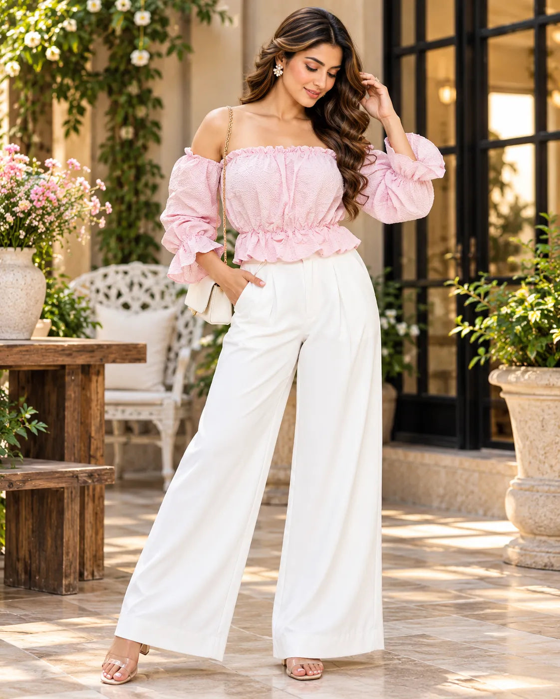 Elan Ruche Off Shoulder Top