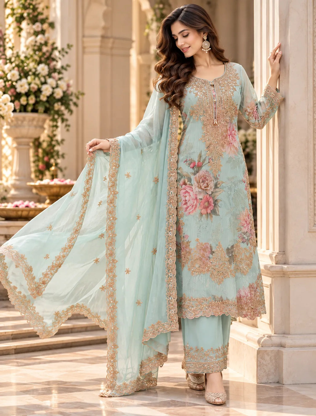 Elarisha Floral Elegance Embroidered Suit Set