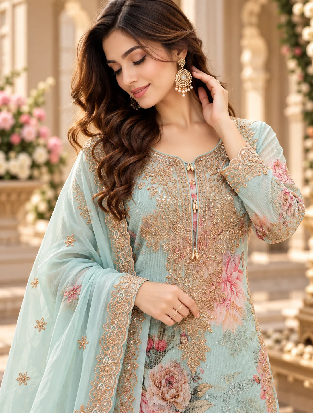 Elarisha Floral Elegance Embroidered Suit Set