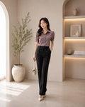 Elegant Mauve Satin Office Shirt