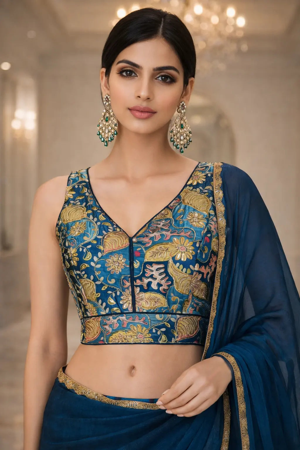 Embroidered V-Neck Blouse