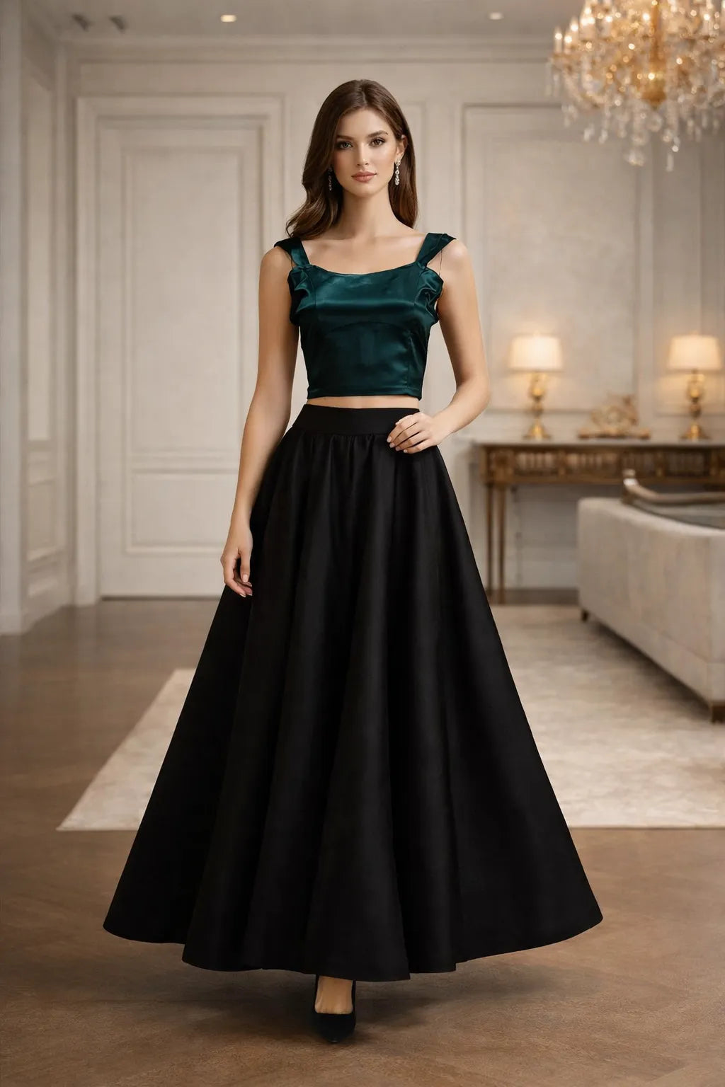 Emerald Satin Elegant Top