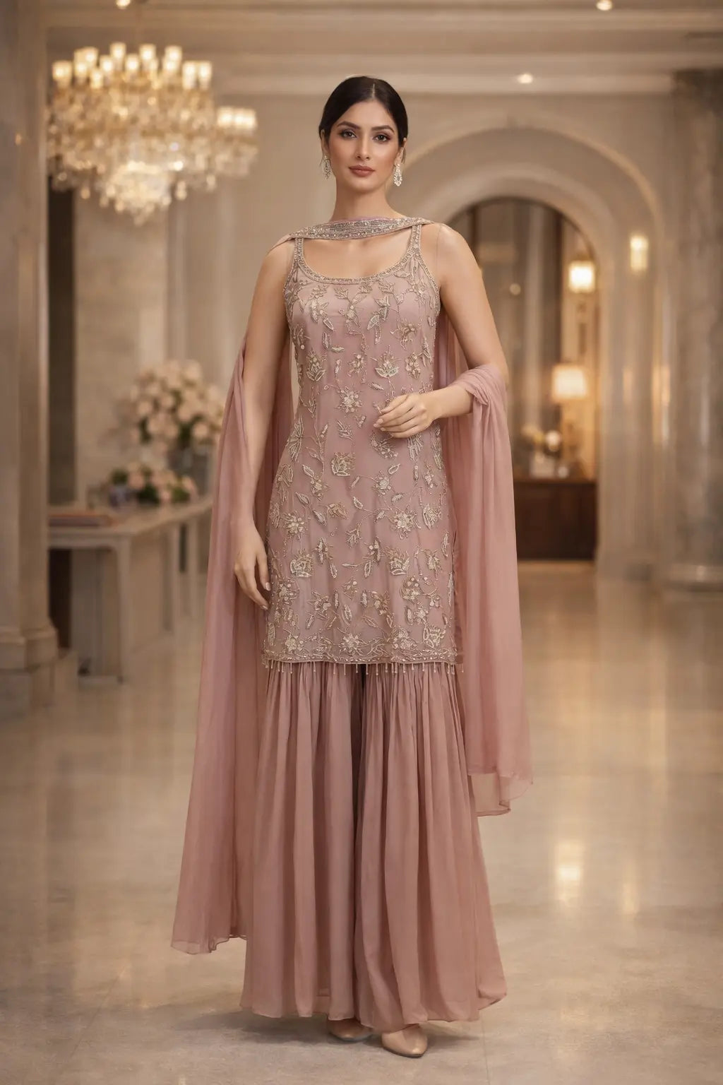 Ethereal Grace Sharara Set