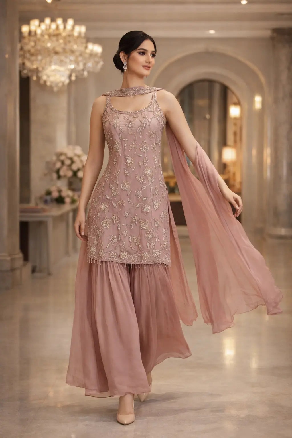 Ethereal Grace Sharara Set
