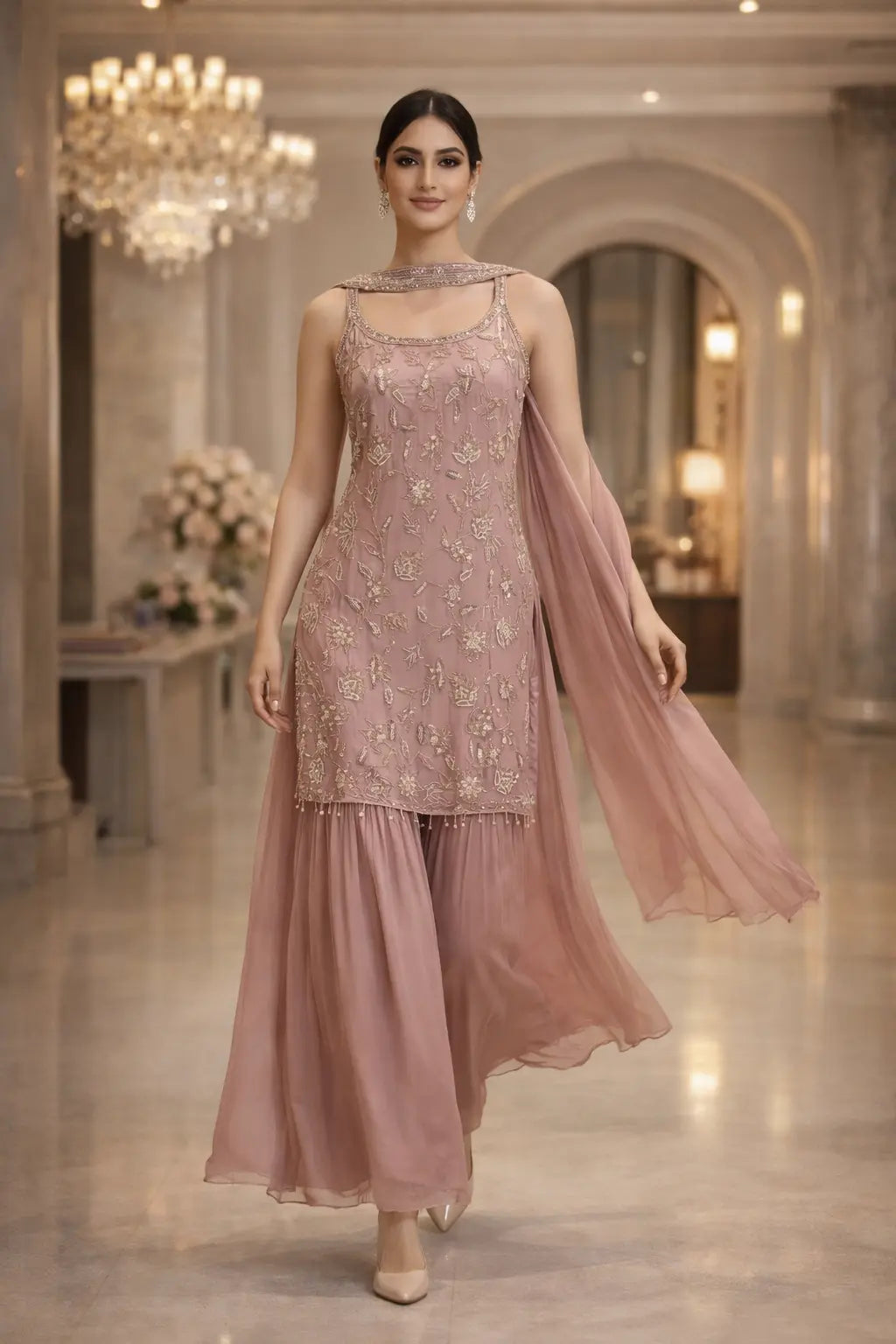 Ethereal Grace Sharara Set