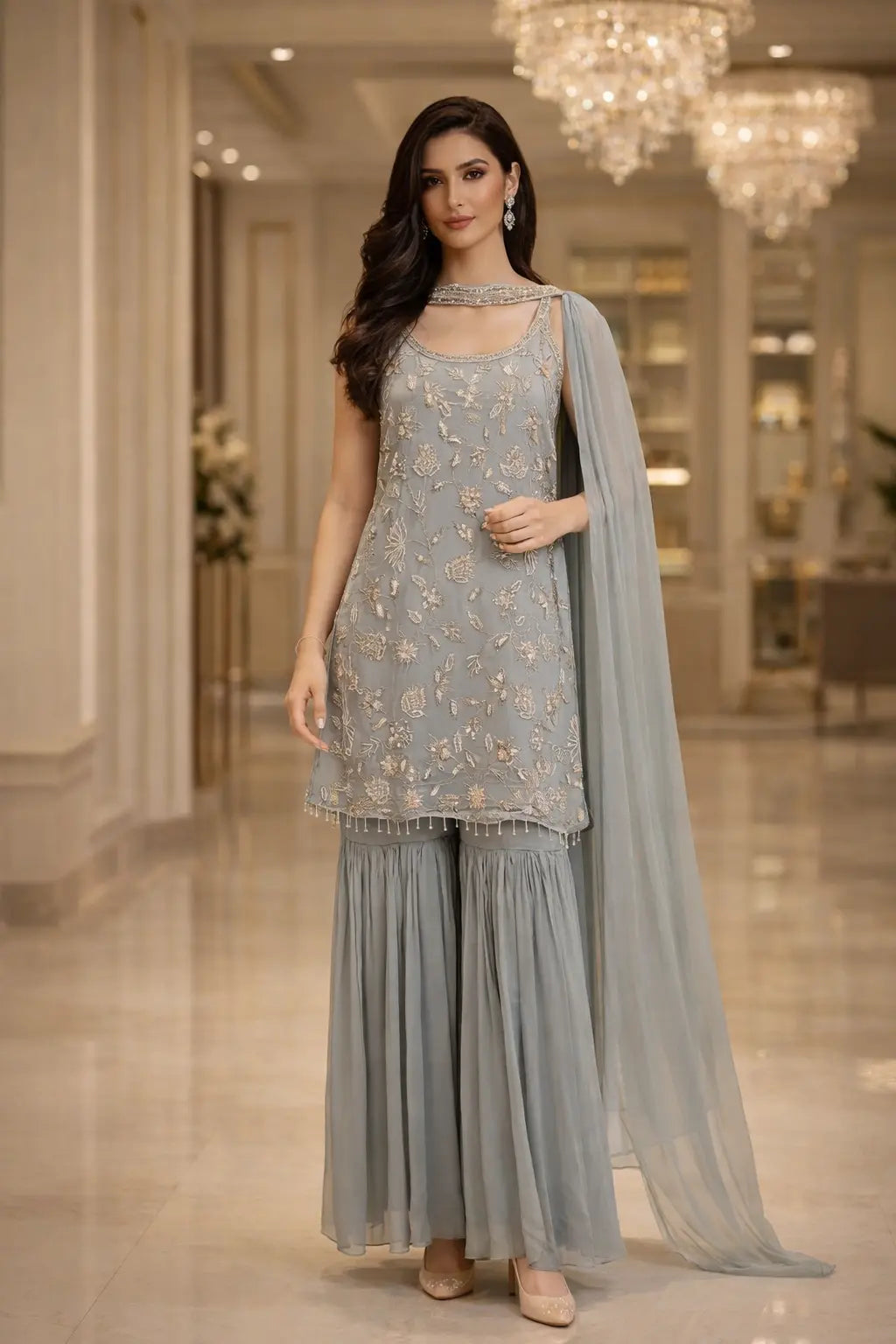 Ethereal Grace Sharara Set
