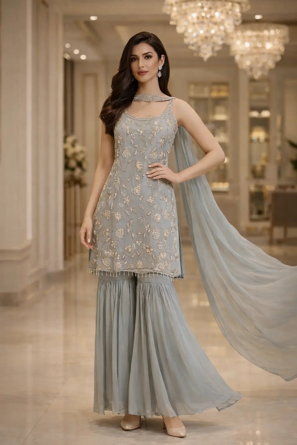 Ethereal Grace Sharara Set
