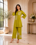 Olive Glow Geometric Co Ord Set