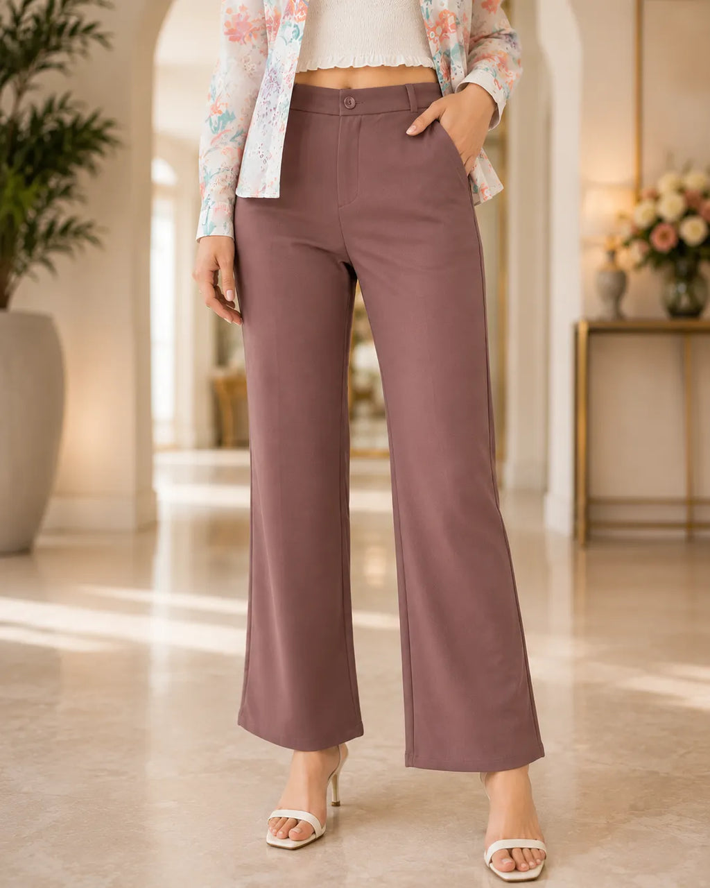 Mocha Straight Fit Trousers