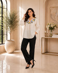 Floral Embroidered Linen Blend Top