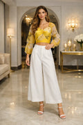 Floral Sheer Sleeve Crop Top
