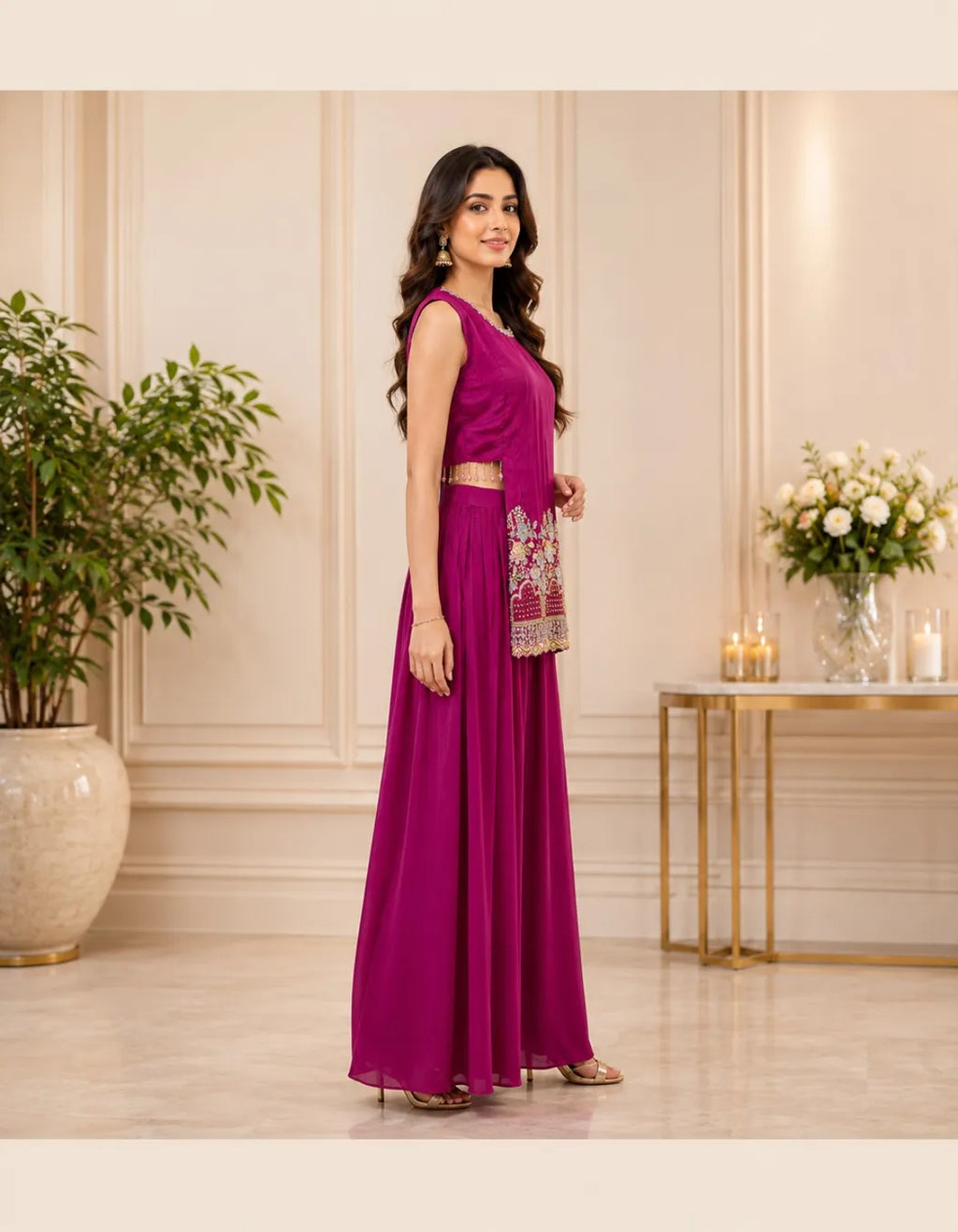 Fuchsia Bloom Palazzo Set