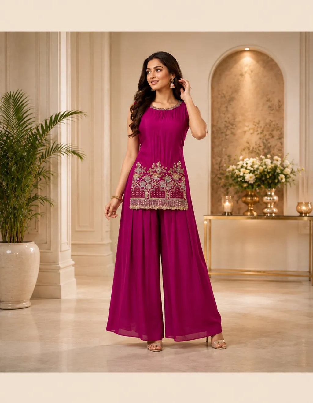 Fuchsia Bloom Palazzo Set