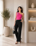 Hot Pink One Shoulder Glam Knit Top