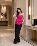 Hot Pink Ruffle Tube Peplum Top