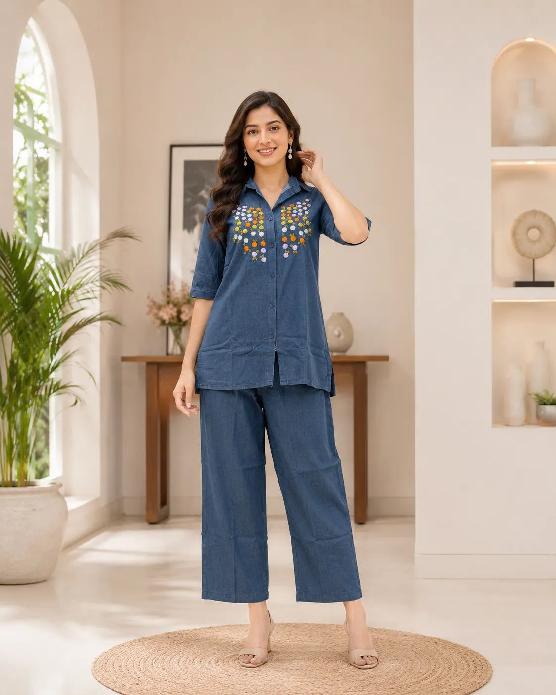 Indigo Bloom Denim Co-ord Set