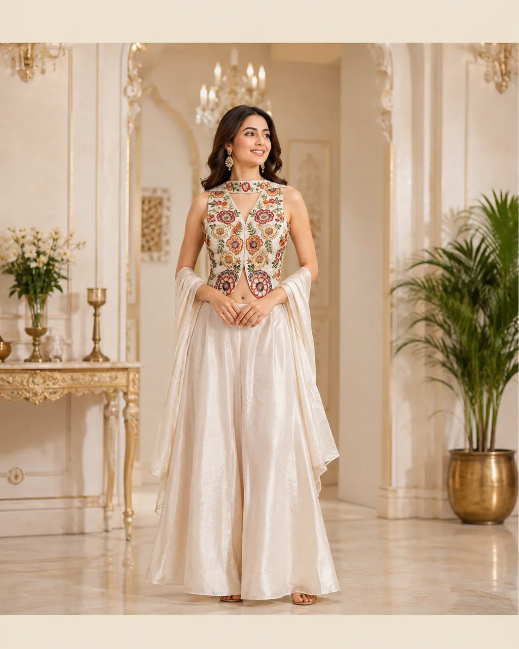 Ivory Bloom Indo Western Set