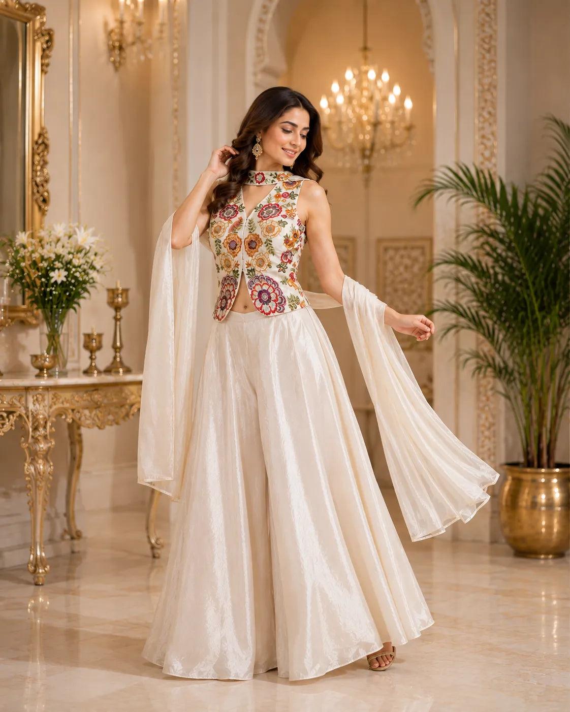 Ivory Bloom Indo Western Set