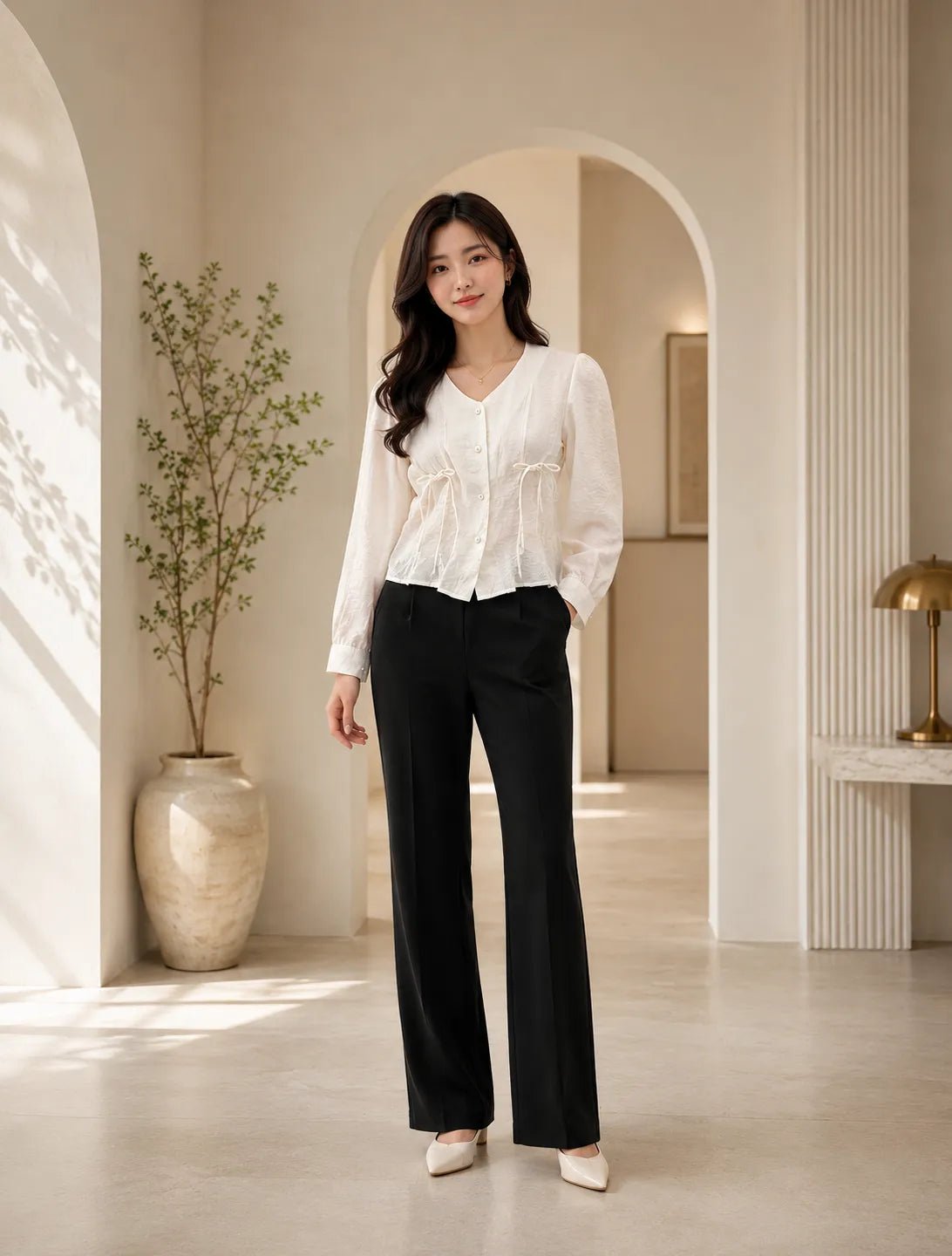 Ivory Grace Tie Up Peplum Top