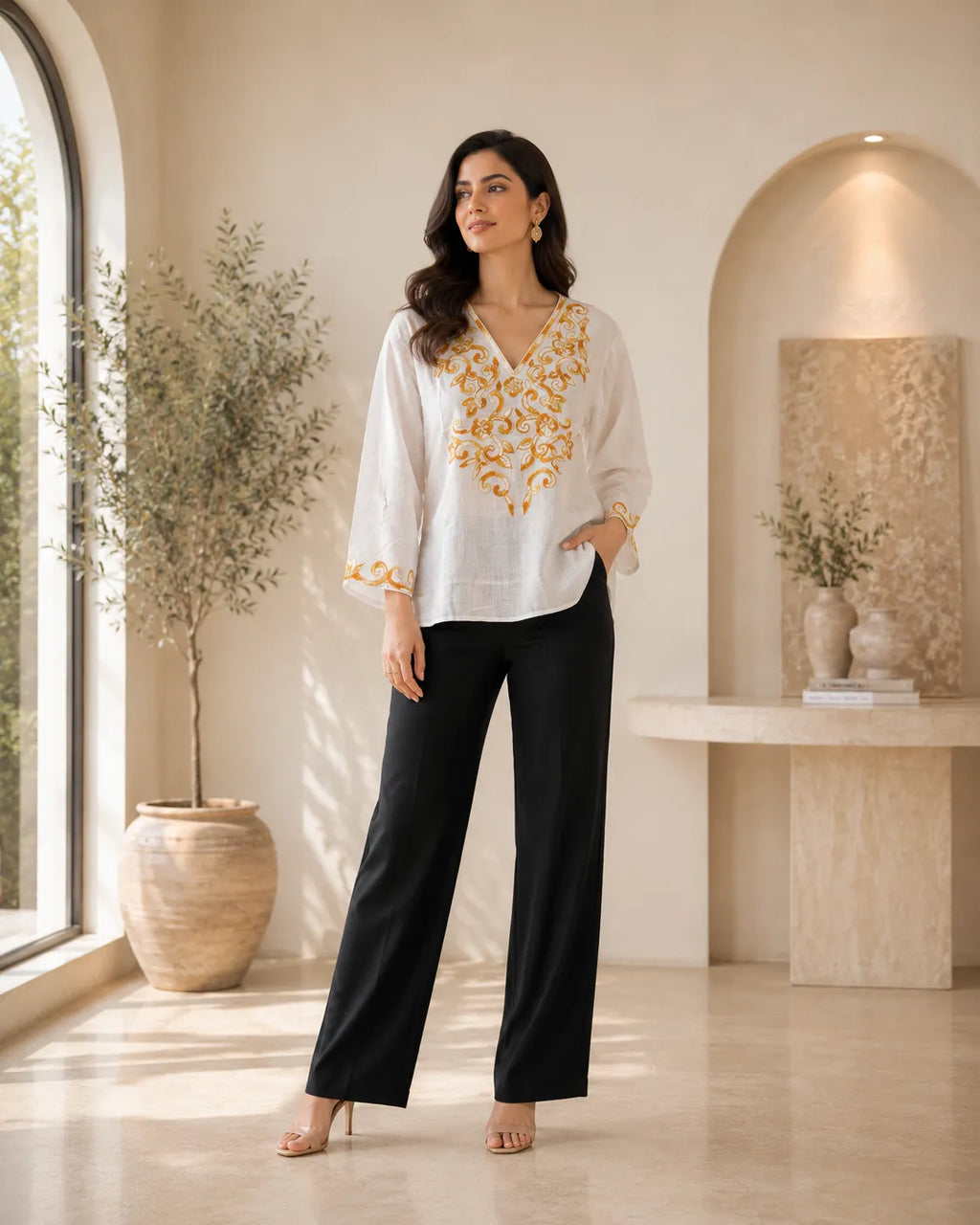 Ivory Noor Embroidered Top
