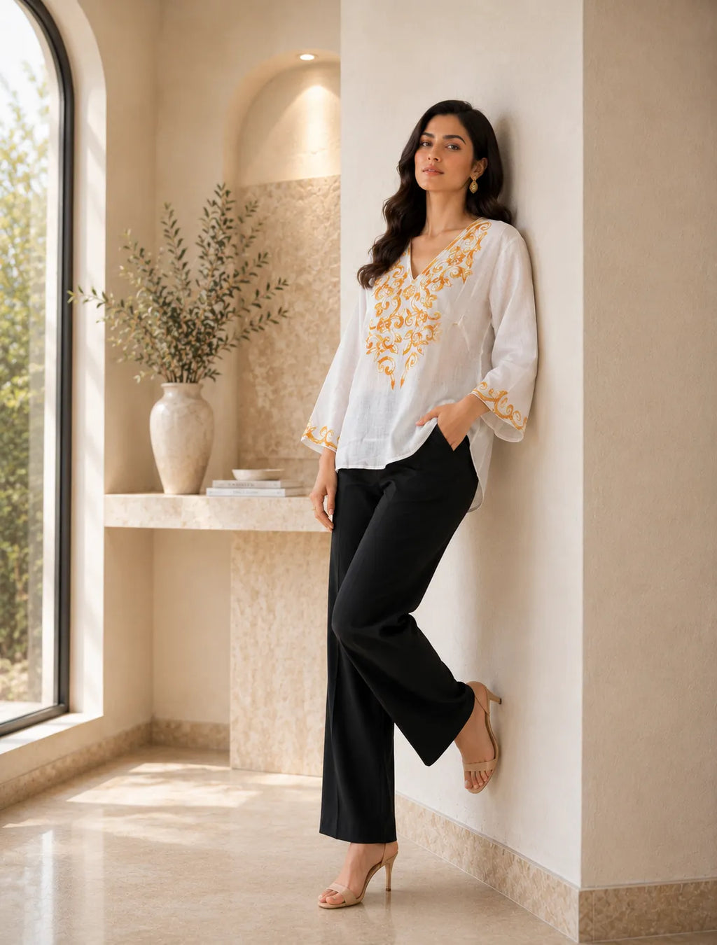 Ivory Noor Embroidered Top