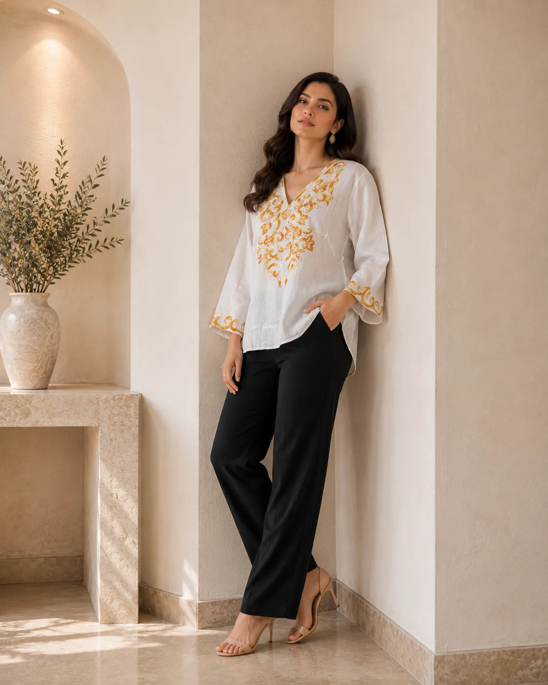 Ivory Noor Embroidered Top