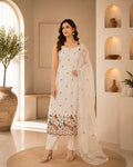Ivory Peacock Embroidered Suit Set