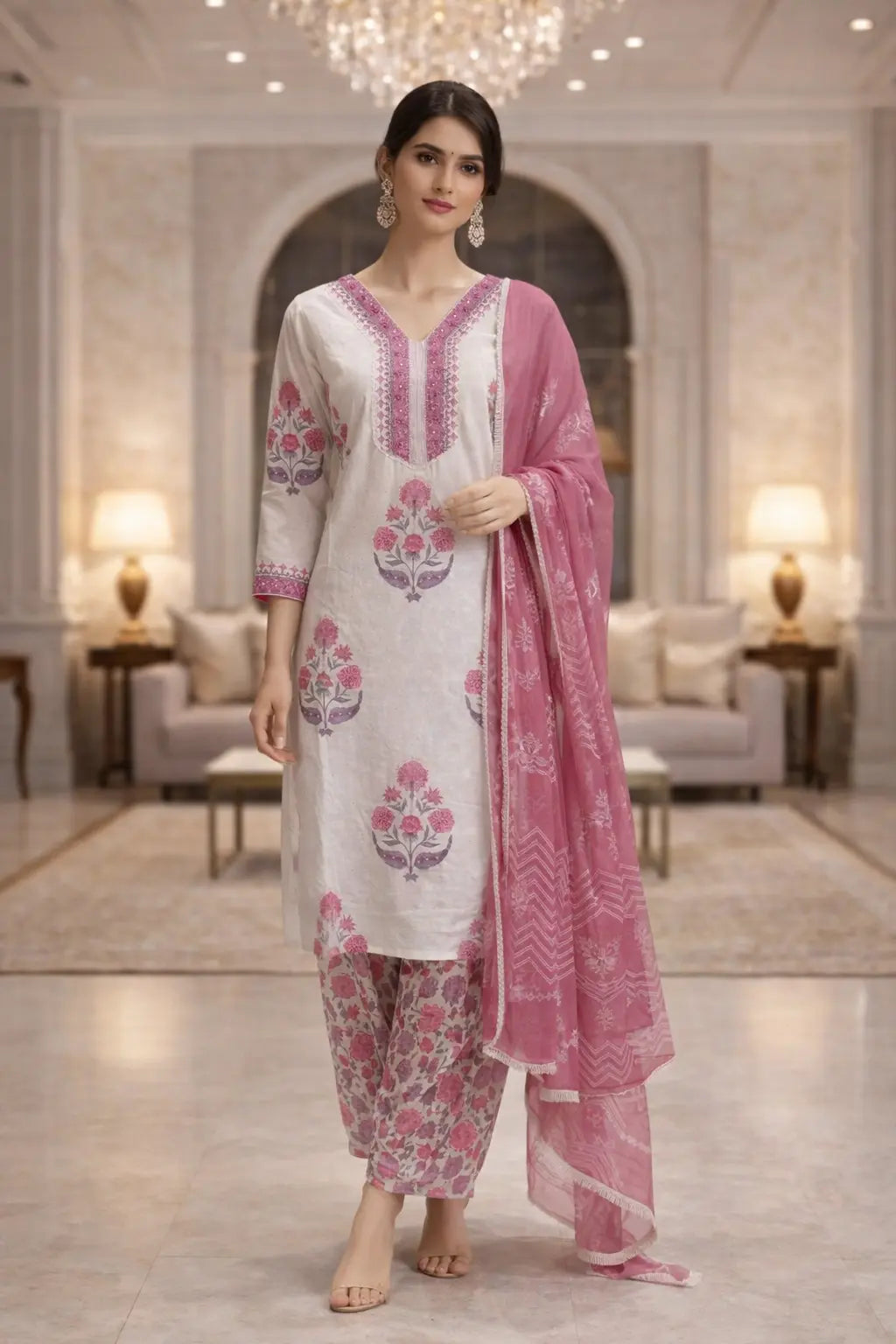 Ivory Rose Cotton Suit Set