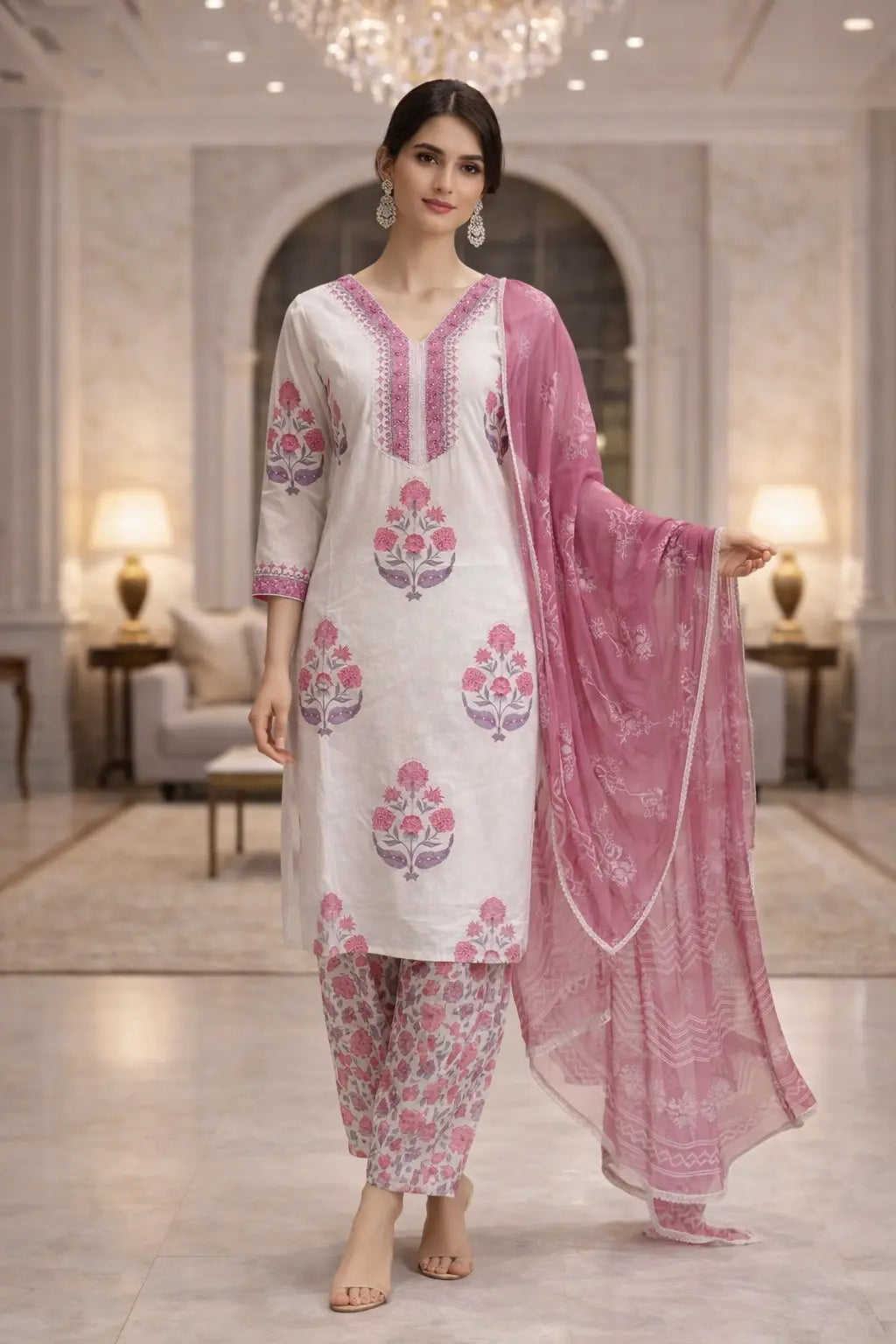 Ivory Rose Cotton Suit Set