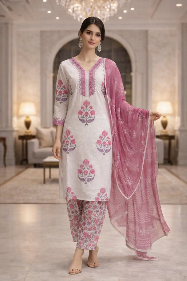 Ivory Rose Cotton Suit Set