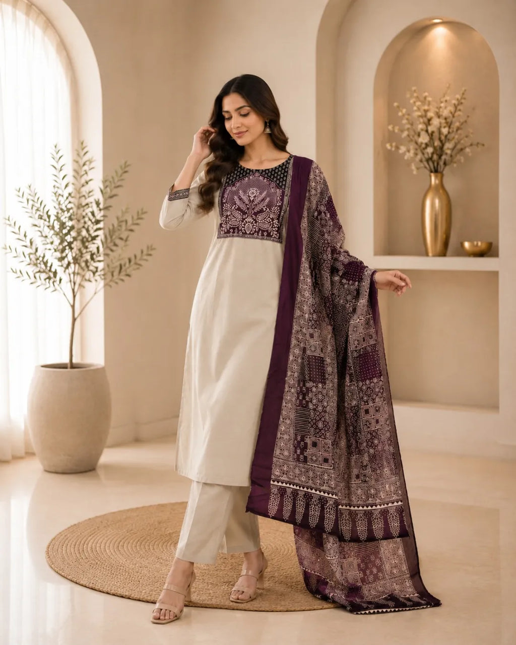 Ivory Royale Cotton Suit Set