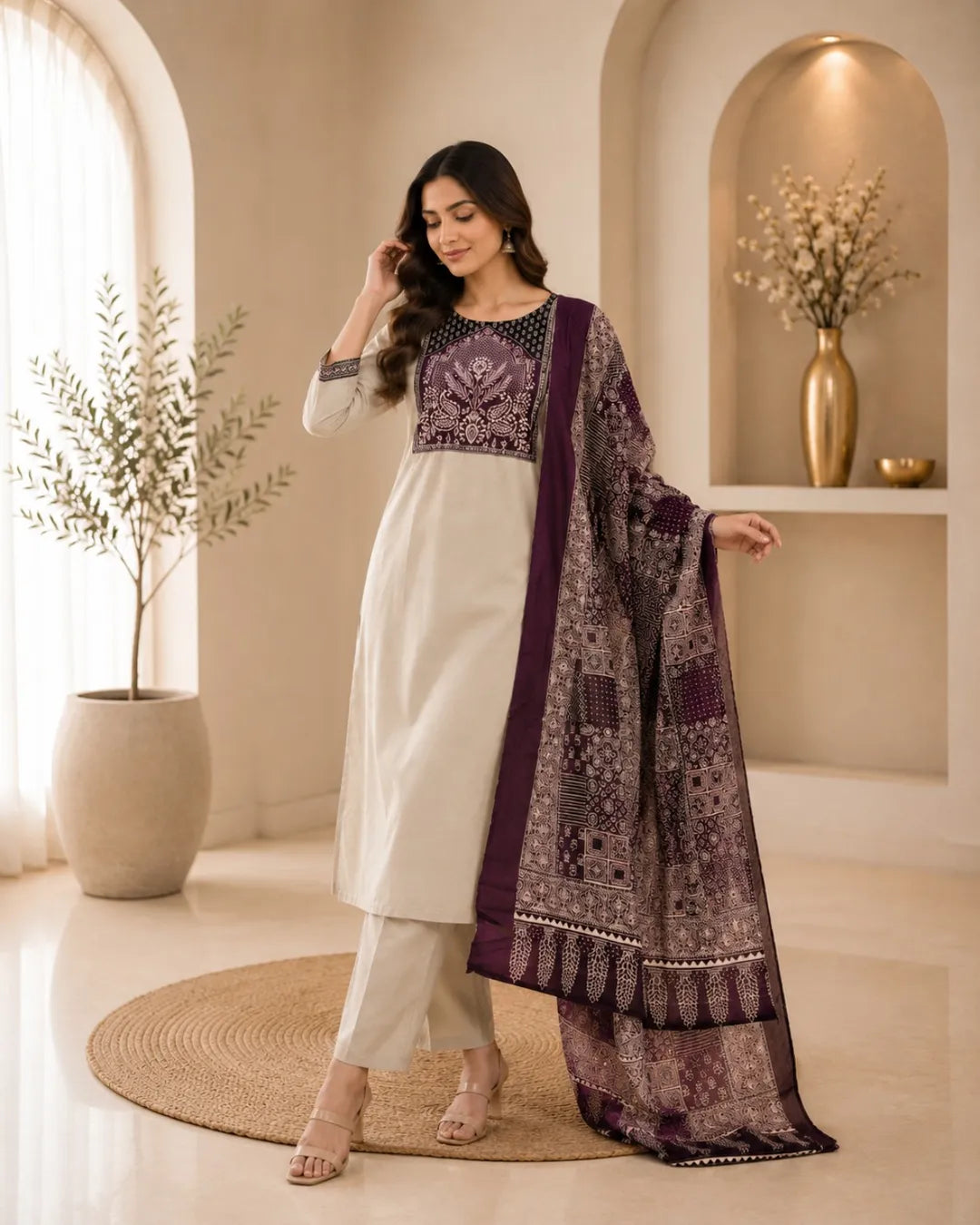 Ivory Royale Cotton Suit Set