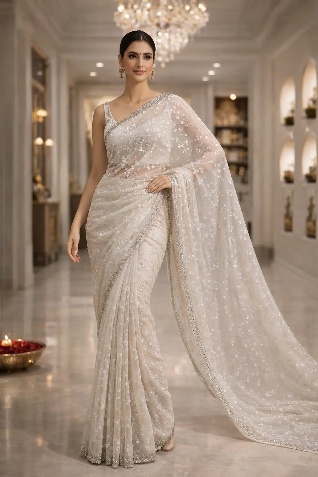 Ivory Whisper Drape Saree