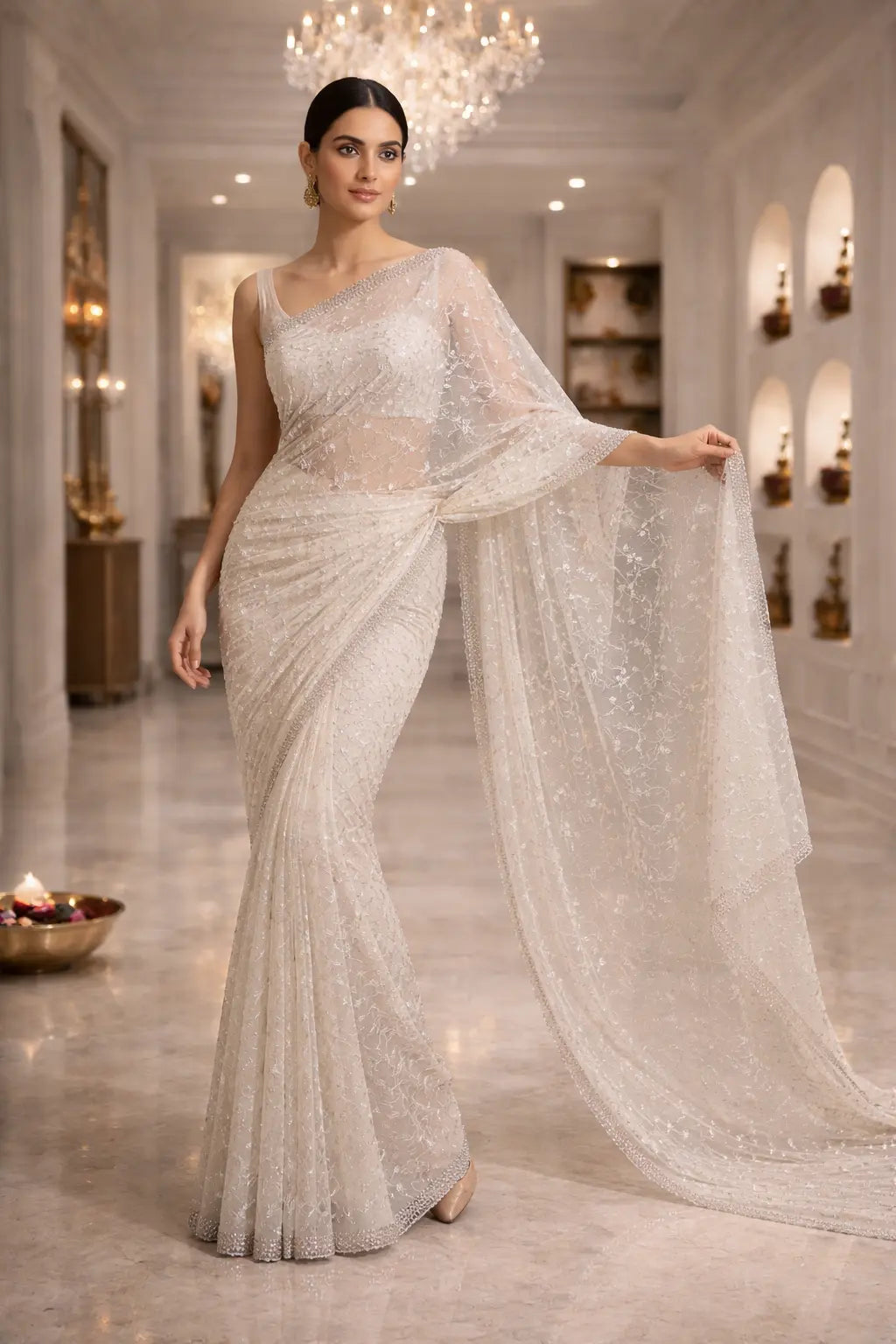 Ivory Whisper Drape Saree