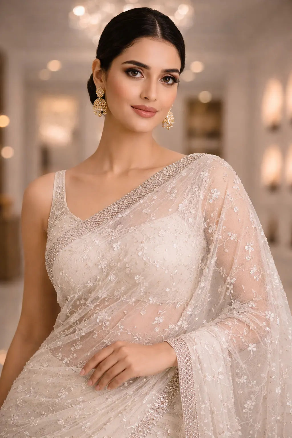 Ivory Whisper Drape Saree