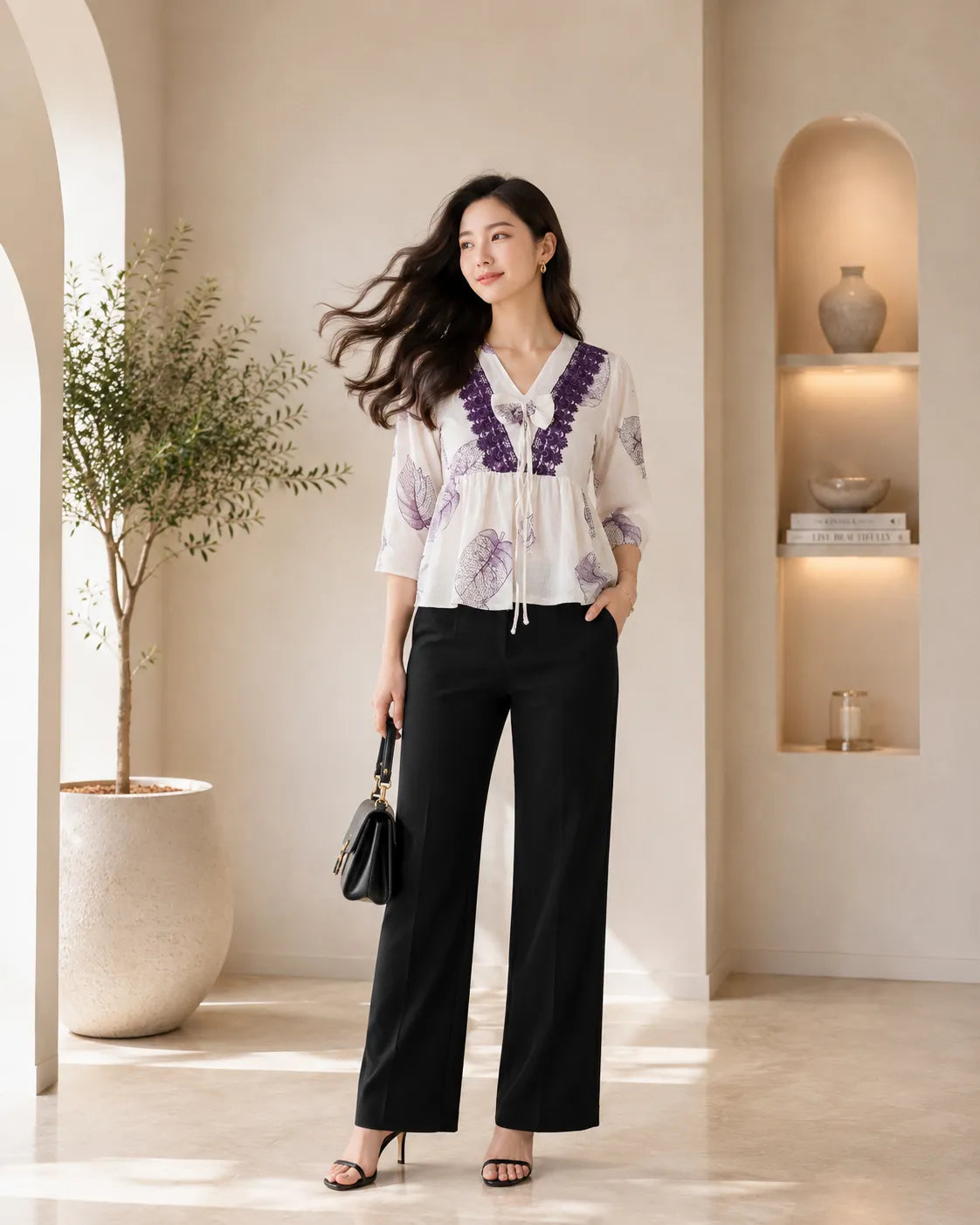 Lavender Bloom Boho Peplum Top