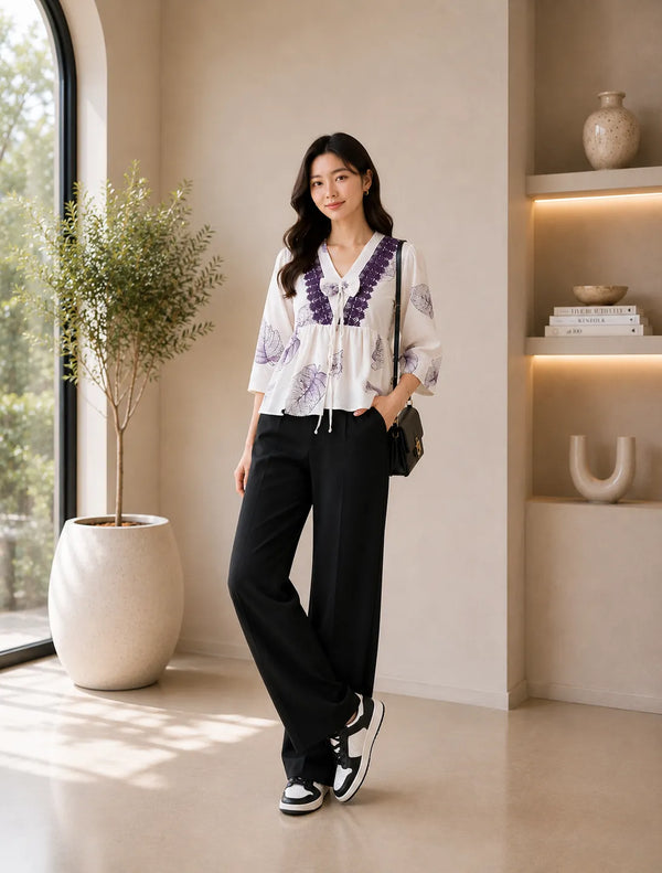 Lavender Bloom Boho Peplum Top